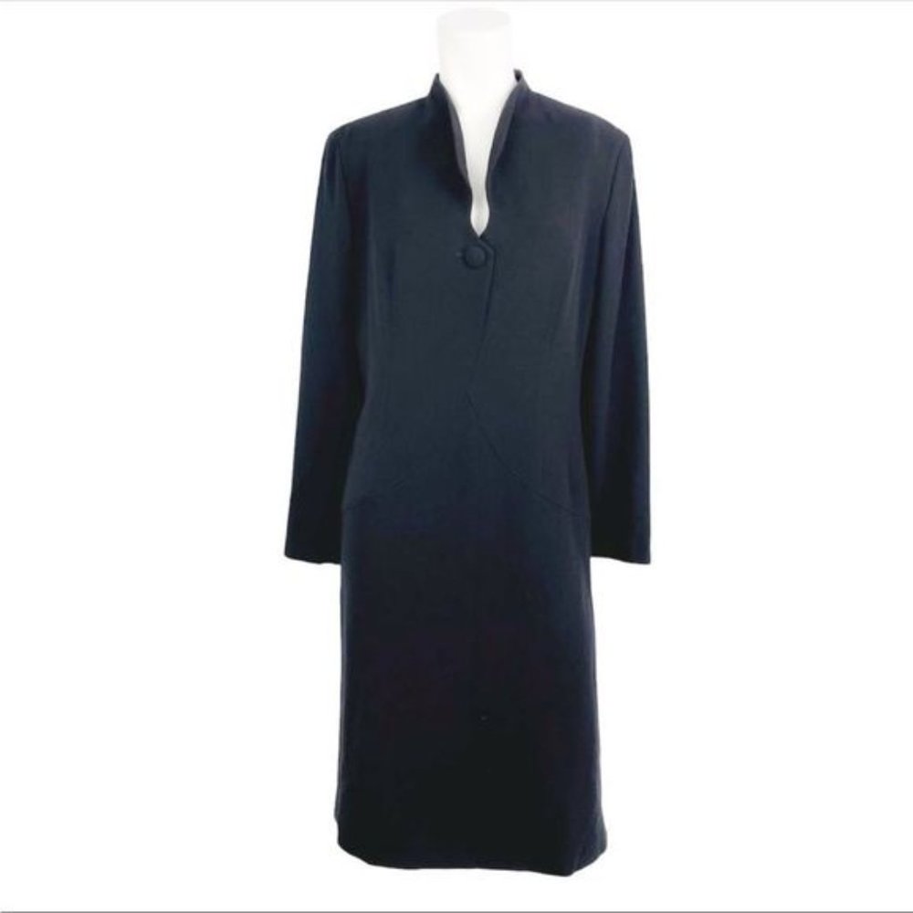 Louis Feraud Black Vintage Long Sleeve Wool Dress